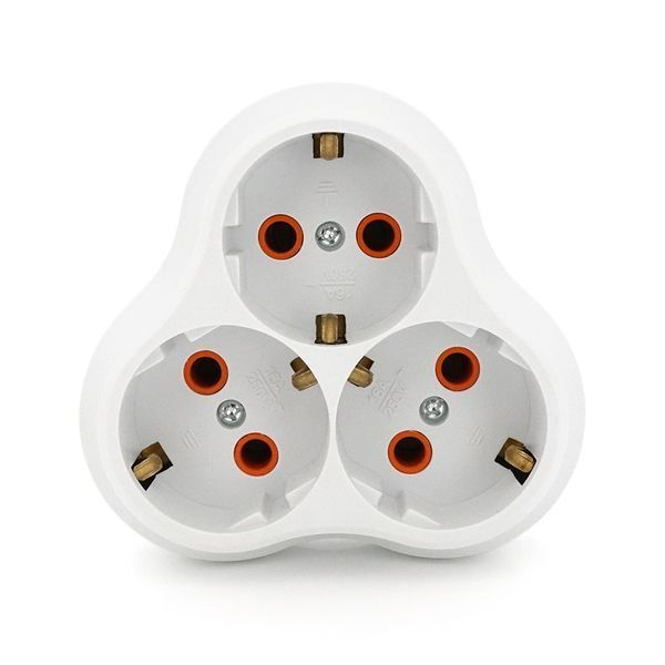 Розетка трійник з заземленням AK303, White, Q10 AK303 фото