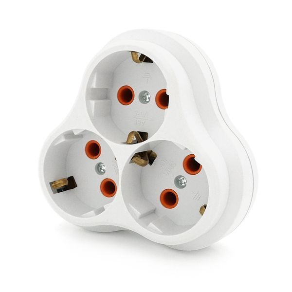 Розетка трійник з заземленням AK303, White, Q10 AK303 фото
